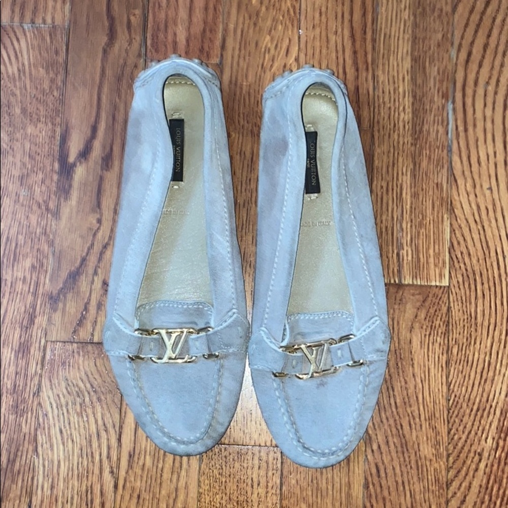 gray louis vuitton loafers flats 39 1/2 eu, us 9.5